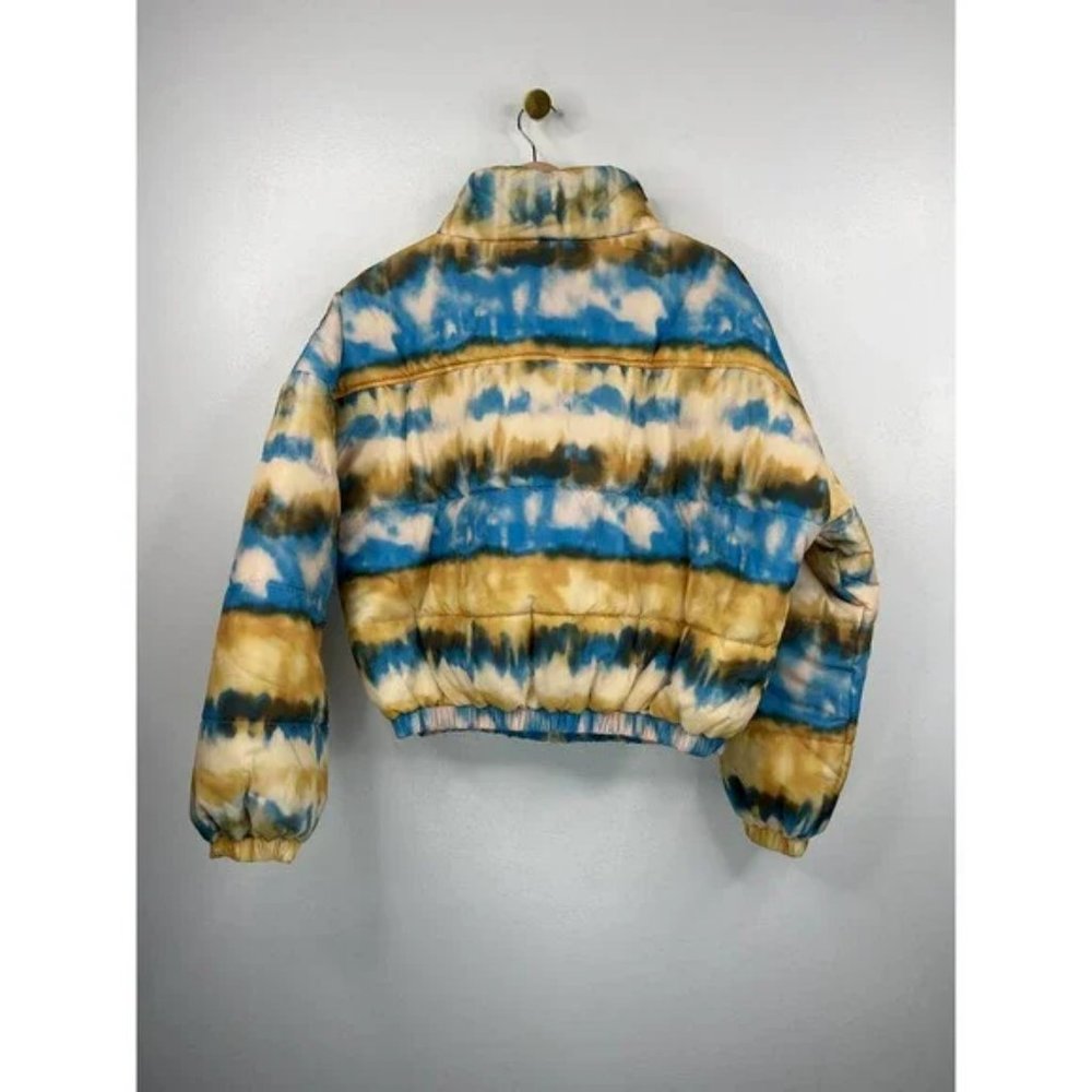 BP. Blue Yellow Horizon Print Puffer Jacket Coat Women's Size: Medium NWT - Picture 6 of 9